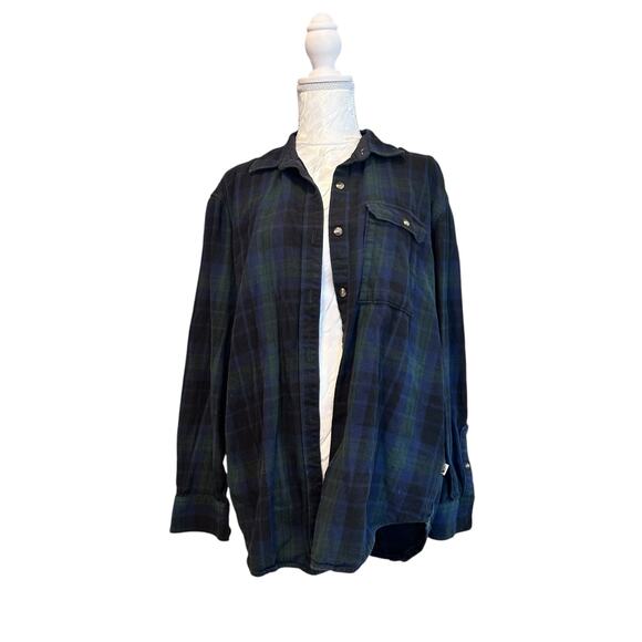 The North Face Button Down Shirt Large Blue Green Plaid Outdoor Hiking Casual - Picture 1 of 16